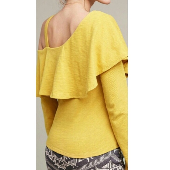 Anthropologie Asymmetrical Ruffle Top Size L - Picture 2 of 7